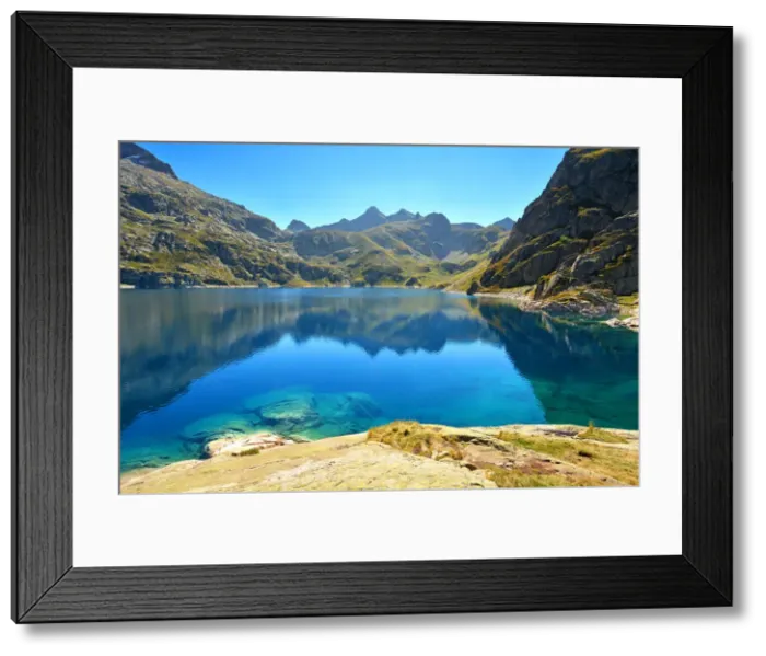 Framed Print : Artouste lake in Osseau valley, Pyrenees-Atlantiques, France, Europe Framed Print : Artouste lake in Osseau valley, Pyrenees-Atlantiques, France, Europe
