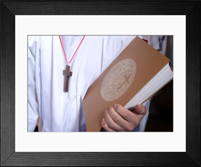 Framed Print : Altar boy with Holy Bible during Catholic Mass, Haute-Savoie, France, Europe Framed Print : Altar boy with Holy Bible during Catholic Mass, Haute-Savoie, France, Europe