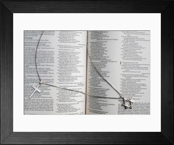 Framed Print : Cross and Star of David over Old Testament, Eure, France, Europe Framed Print : Cross and Star of David over Old Testament, Eure, France, Europe