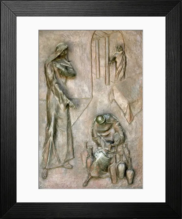 Framed Print : Sculpture on door depicting the miracle of the Wedding at Cana, Annunciation Basilica Framed Print : Sculpture on door depicting the miracle of the Wedding at Cana, Annunciation Basilica