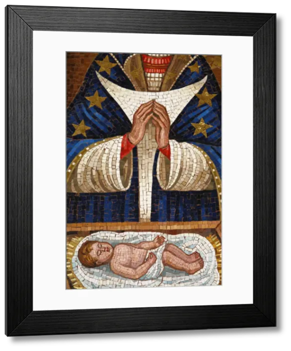 Framed Print : Detail of Slovenian Virgin mosaic, Annunciation Basilica, Nazareth, Galilee, Israel