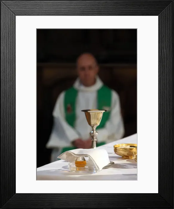 Framed Print : Eucharist table, Haute-Savoie, France, Europe Framed Print : Eucharist table, Haute-Savoie, France, Europe