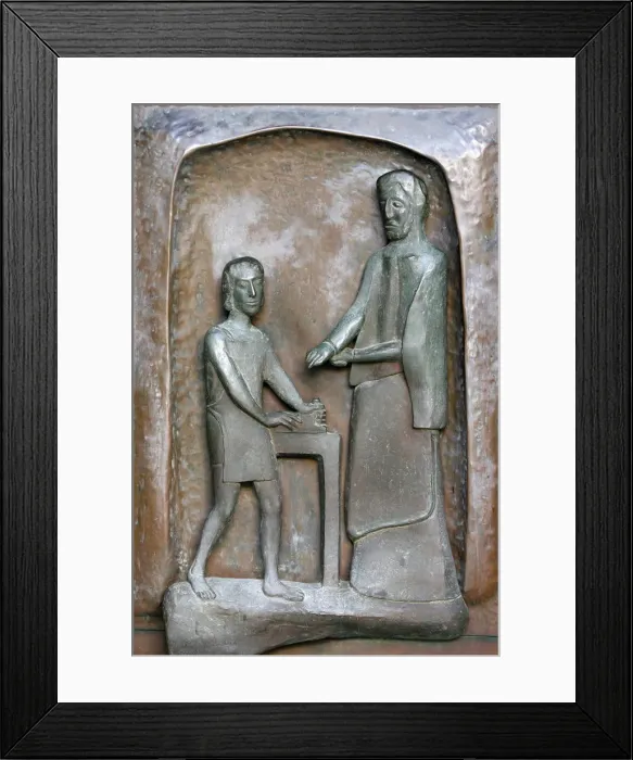 Framed Print : Annunciation Basilica door sculpture of Jesus and Joseph, Nazareth, Galilee, Israel Framed Print : Annunciation Basilica door sculpture of Jesus and Joseph, Nazareth, Galilee, Israel