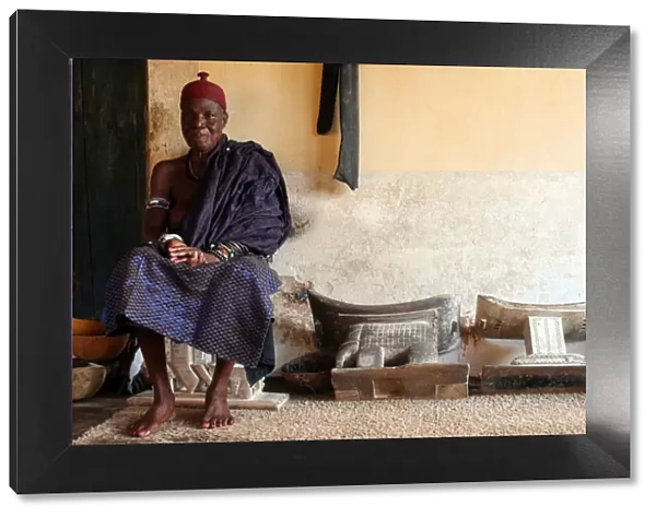 Old Voodoo priestess in her convent, Togoville, Togo, West Africa, Africa