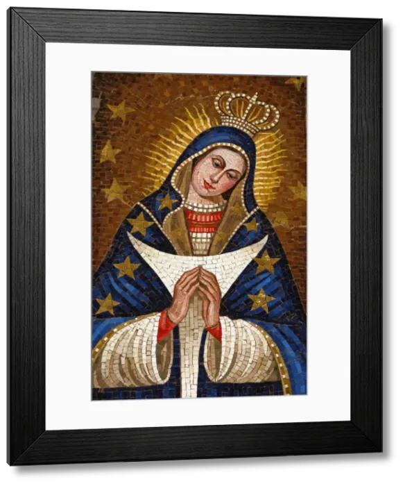 Framed Print : Mosaic of Slovenian Virgin, Annunciation Basilica, Nazareth, Galilee, Israel, Middle East