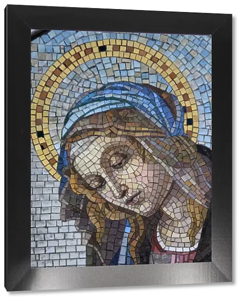 Mosaic of the Virgin Mary, Milano Monumental Cemetery, Milan, Lombardy, Italy, Europe