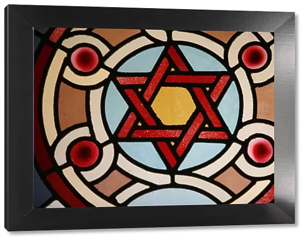 Stained glass window in Eldrige Street Synagogue, Manhattan, New York