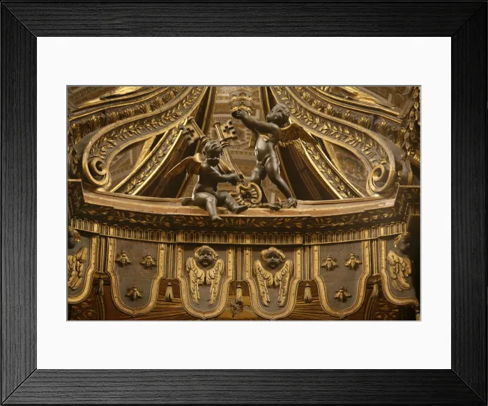 Framed Print : Detail of angels holding St. Peters keys on the main altar, St Framed Print : Detail of angels holding St. Peters keys on the main altar, St