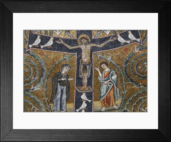 Framed Print : The 12th century fresco of Christs triumph on the cross in San Clemente basilica Framed Print : The 12th century fresco of Christs triumph on the cross in San Clemente basilica