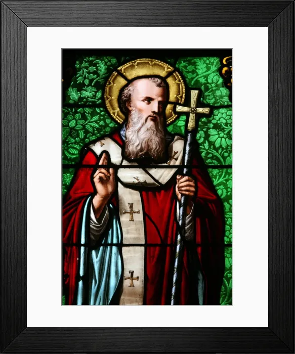 Framed Print : Sainte Marys cathedral stained glass window depicting St Framed Print : Sainte Marys cathedral stained glass window depicting St