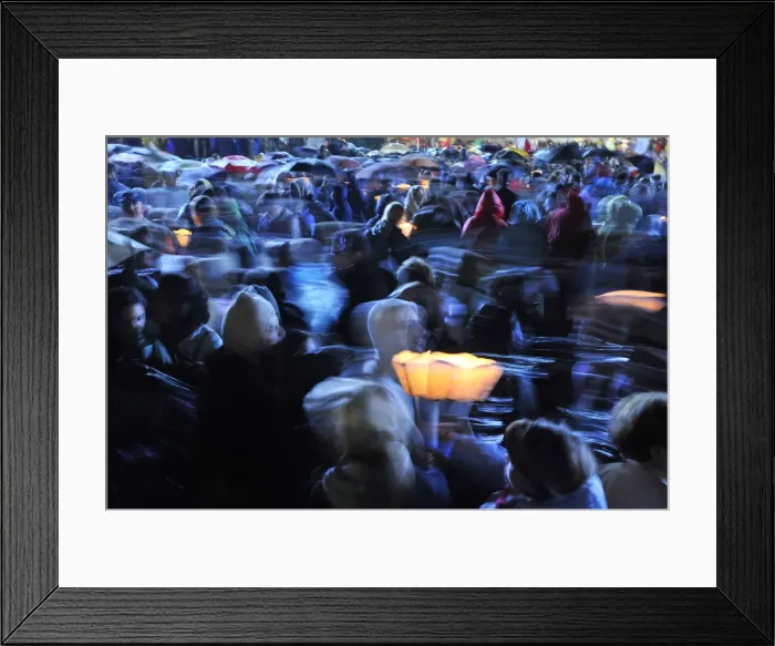 Framed Print : Worshippers with candles, Pope Benedict XVIs visit to Lourdes, Hautes Pyrenees Framed Print : Worshippers with candles, Pope Benedict XVIs visit to Lourdes, Hautes Pyrenees