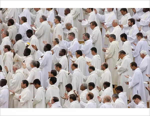 Priests at Mass celebrated by Pope Benedict XVI, Paris, France, Europe