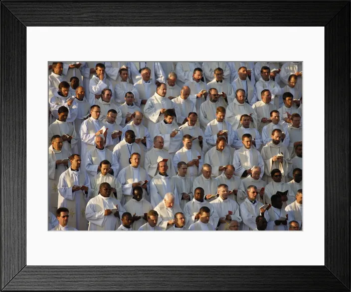 Framed Print : Priests and seminarists at Mass celebrated by Pope Benedict XVI, Paris, France, Europe