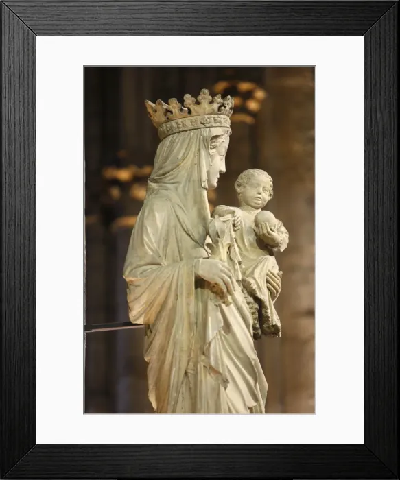 Framed Print : A 14th century Virgin and Child statue in Notre Dame cathedral, Paris, France, Europe Framed Print : A 14th century Virgin and Child statue in Notre Dame cathedral, Paris, France, Europe