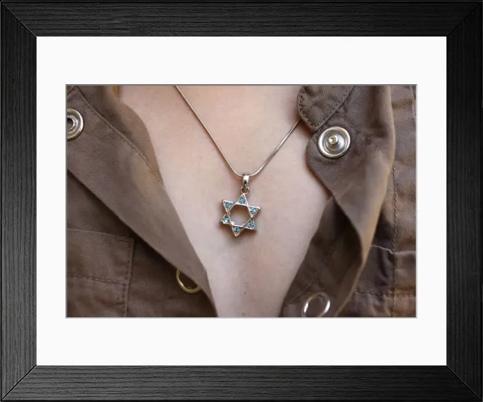 Framed Print : A 10-year-old girl wearing Star of David jewelry, Hertzliya, Israel, Middle East Framed Print : A 10-year-old girl wearing Star of David jewelry, Hertzliya, Israel, Middle East