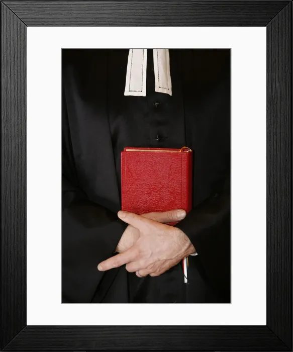 Framed Print : Protestant minister holding Bible, Paris, Ile de France, France, Europe