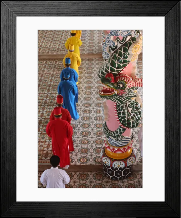 Framed Print : Priests and dragon column, Cao Dai Holy See Temple, Tay Ninh, Vietnam, Indochina Framed Print : Priests and dragon column, Cao Dai Holy See Temple, Tay Ninh, Vietnam, Indochina