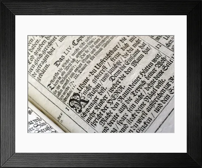 Framed Print : Martin Luther Bible, printed in 1698 in Frankfurt-am-Main, Strasbourg, Alsace, France Framed Print : Martin Luther Bible, printed in 1698 in Frankfurt-am-Main, Strasbourg, Alsace, France