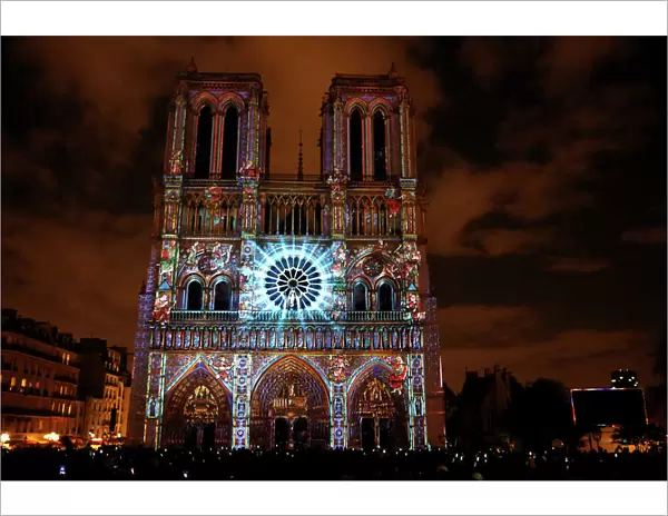 Sound and Light show at Notre Dame de Paris Cathedral, UNESCO World Heritage Site, Paris