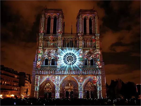 Sound and Light show at Notre Dame de Paris Cathedral, UNESCO World Heritage Site, Paris