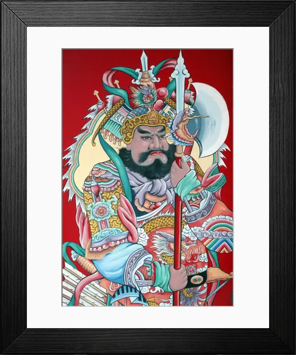 Framed Print : Guardian figure paintings on gate, Hoi Tuong Te Nguoi Hoa Buddhist Chinese temple Framed Print : Guardian figure paintings on gate, Hoi Tuong Te Nguoi Hoa Buddhist Chinese temple