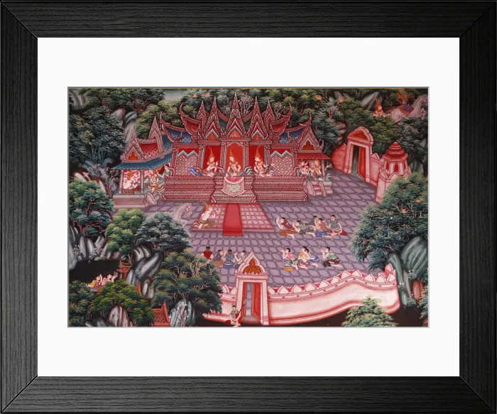 Framed Print : Narada Jataka, one of the Buddhas former lives depicted in fresco at Wat Ampharam Framed Print : Narada Jataka, one of the Buddhas former lives depicted in fresco at Wat Ampharam