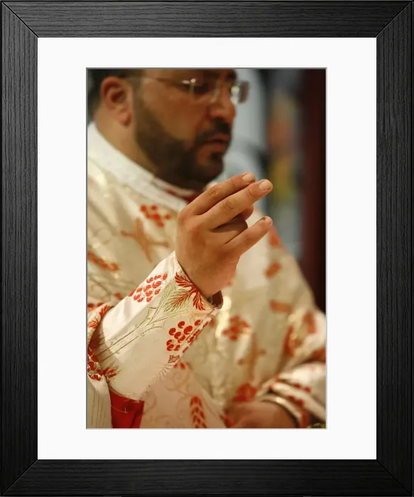 Framed Print : Melkite priest celebrating Mass, Nazareth, Galilee, Israel, Middle East Framed Print : Melkite priest celebrating Mass, Nazareth, Galilee, Israel, Middle East