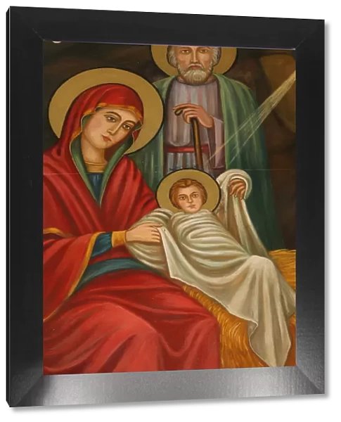 Painting of the Nativity, St. Anthony Coptic church, Jerusalem, Israel, Middle East