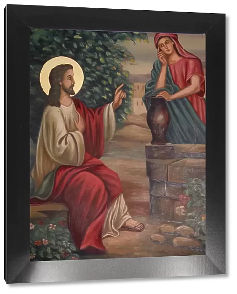 Painting of Jesus and the Samaritan woman, St. Anthony Coptic church, Jerusalem, Israel