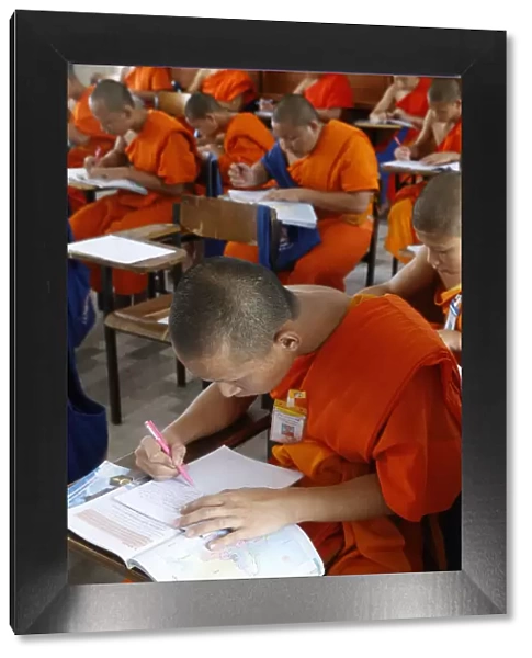 Students taking an exam, Mahachulalongkornrajavidalaya University, Chiang Mai campus