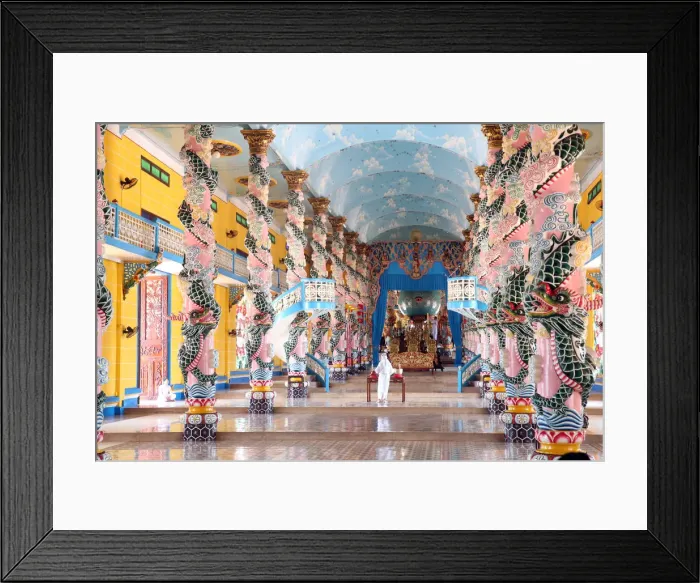 Framed Print : Interior of Cao Dai Great Temple with ornate dragon columns, Tay Ninh, Vietnam, Indochina Framed Print : Interior of Cao Dai Great Temple with ornate dragon columns, Tay Ninh, Vietnam, Indochina