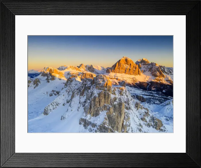 Framed Print : Aerial view by drone of snow capped Ra Gusela, Nuvolau, Averau and Tofane, Giau Pass Framed Print : Aerial view by drone of snow capped Ra Gusela, Nuvolau, Averau and Tofane, Giau Pass