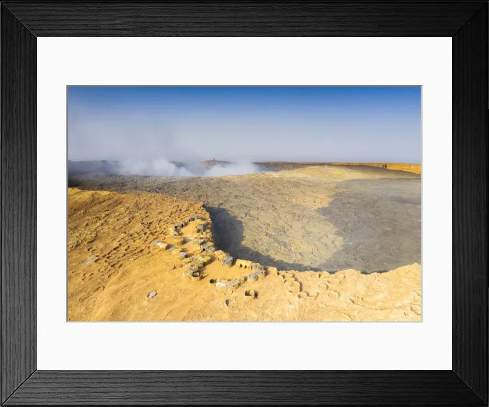 Framed Print : Aerial view of stone huts on top of majestic Erta Ale volcano, Danakil Depression Framed Print : Aerial view of stone huts on top of majestic Erta Ale volcano, Danakil Depression