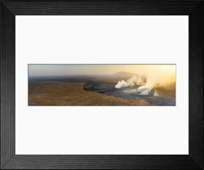 Framed Print : Panoramic of sunset over the fumarole of Erta Ale volcano, Danakil Depression Framed Print : Panoramic of sunset over the fumarole of Erta Ale volcano, Danakil Depression