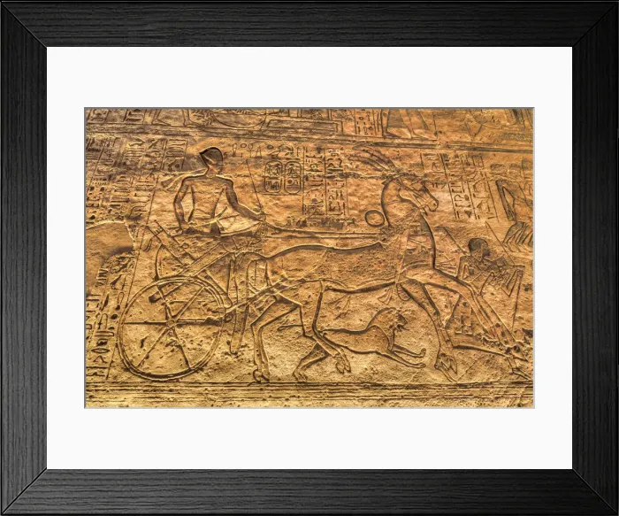 Framed Print : Ramses II in Chariot, Sunken Relief, Hypostyle Hall, Ramses II Temple Framed Print : Ramses II in Chariot, Sunken Relief, Hypostyle Hall, Ramses II Temple