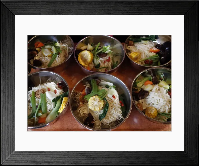 Framed Print : Vegetarian meal, Tu An Buddhist temple, Haute-Savoie, France, Europe Framed Print : Vegetarian meal, Tu An Buddhist temple, Haute-Savoie, France, Europe