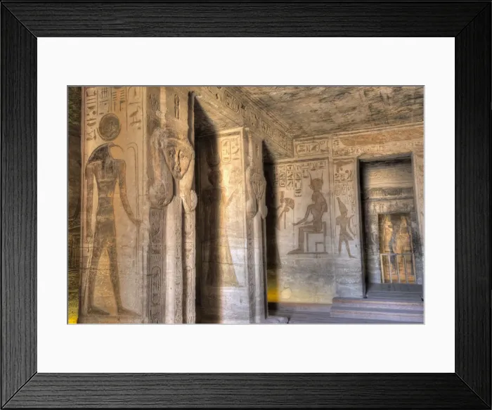 Framed Print : Square Pillars, Goddess Hathor head, Temple of Hathor and Nefertari Framed Print : Square Pillars, Goddess Hathor head, Temple of Hathor and Nefertari