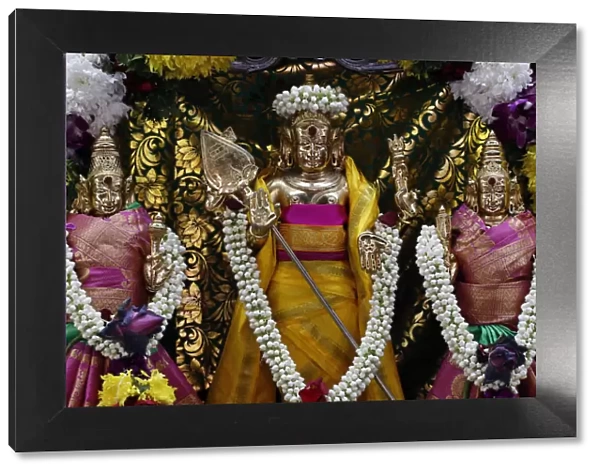 Hindu deities including Murugan, God of War, Sri Mahamariamman Hindu Temple, Kuala Lumpur
