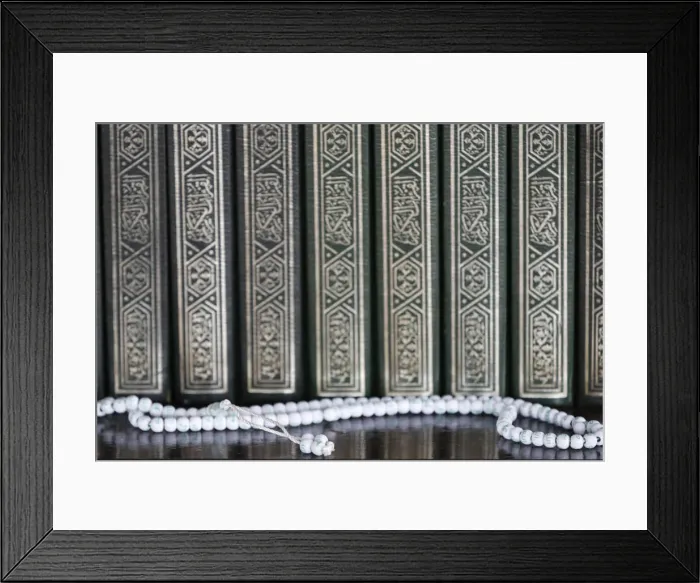 Framed Print : Holy books of Quran and Islamic prayer beads (misbaha), Putra Mosque (Masjid Putra) Framed Print : Holy books of Quran and Islamic prayer beads (misbaha), Putra Mosque (Masjid Putra)