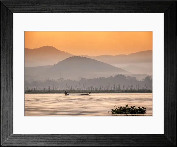 Framed Print : Young fisherman with net at sunrise, Inle Lake, Shan state, Myanmar (Burma), Asia Framed Print : Young fisherman with net at sunrise, Inle Lake, Shan state, Myanmar (Burma), Asia