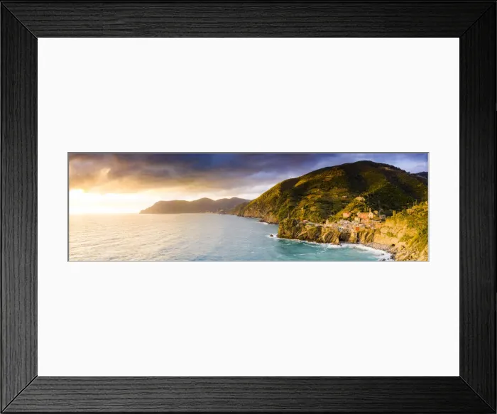 Framed Print : Panoramic aerial view of Vernazza at sunset, Cinque Terre, UNESCO World Heritage Site Framed Print : Panoramic aerial view of Vernazza at sunset, Cinque Terre, UNESCO World Heritage Site
