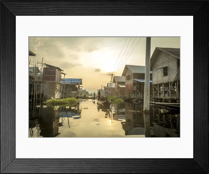 Framed Print : Village on stilts, Nampan, Inle Lake, Shan state, Myanmar (Burma), Asia Framed Print : Village on stilts, Nampan, Inle Lake, Shan state, Myanmar (Burma), Asia