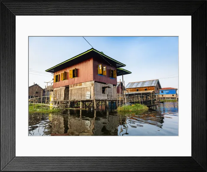 Framed Print : Village on stilts, Nampan, Inle Lake, Shan state, Myanmar (Burma), Asia Framed Print : Village on stilts, Nampan, Inle Lake, Shan state, Myanmar (Burma), Asia