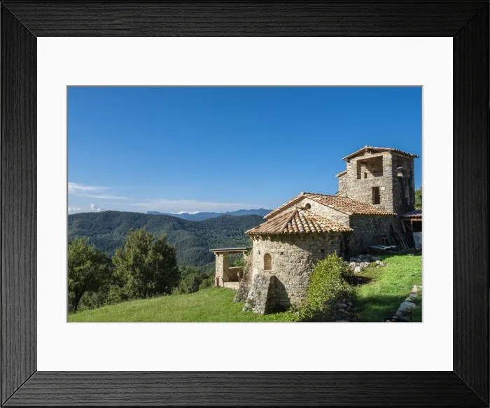 Framed Print : Sant Marti de Toralles Norman church and the Garrotxa Volcanic Zone Natural Park Framed Print : Sant Marti de Toralles Norman church and the Garrotxa Volcanic Zone Natural Park
