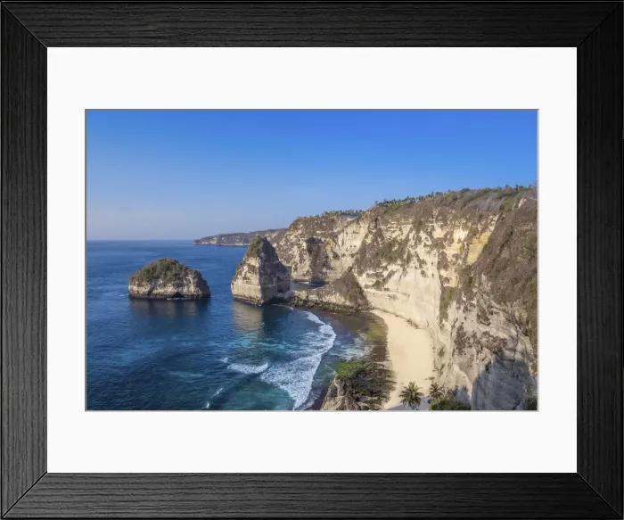 Framed Print : View of Atuh beach and sandstone cliffs, Nusa Penida Island, Bali, Indonesia Framed Print : View of Atuh beach and sandstone cliffs, Nusa Penida Island, Bali, Indonesia