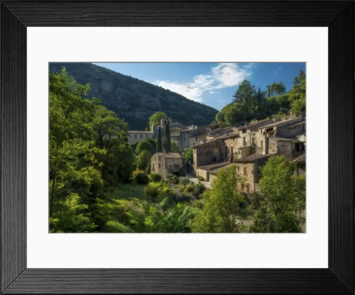 Framed Print : The medieval mountain village of Saint-Guilhem-le-Desert on the Way of St Framed Print : The medieval mountain village of Saint-Guilhem-le-Desert on the Way of St
