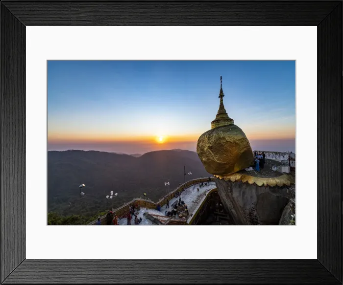 Framed Print : Kyaiktiyo Pagoda (Golden Rock) at sunset, Mon state, Myanmar (Burma), Asia