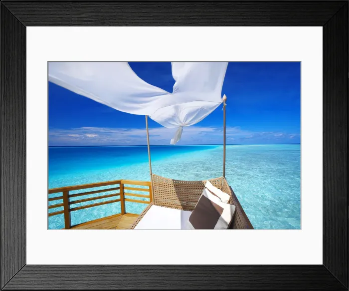 Framed Print : Sofa on tropical beach, Maldives, Indian Ocean, Asia Framed Print : Sofa on tropical beach, Maldives, Indian Ocean, Asia