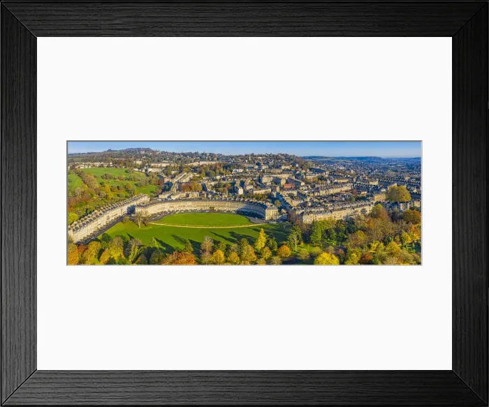 Framed Print : Aerial view by drone over the Georgian city of Bath, Royal Victoria Park Framed Print : Aerial view by drone over the Georgian city of Bath, Royal Victoria Park