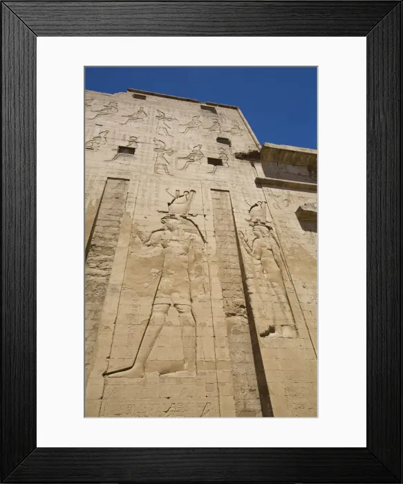 Framed Print : Bas Relief of God Horus on the left, First Pylon, Temple of Horus, Edfu, Egypt Framed Print : Bas Relief of God Horus on the left, First Pylon, Temple of Horus, Edfu, Egypt